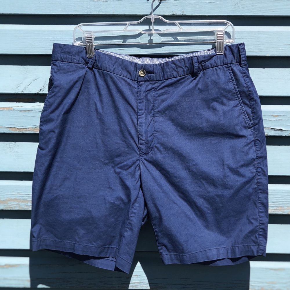 PETER MILLAR MENS BLUE FLAT FRONT SHORTS SIZE 35